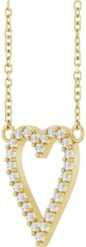 Diamond2Deal 14K Yellow Gold Natural Diamond Heart Necklace 18" (G-H Color, I1 Clarity, 1/6 Ct)