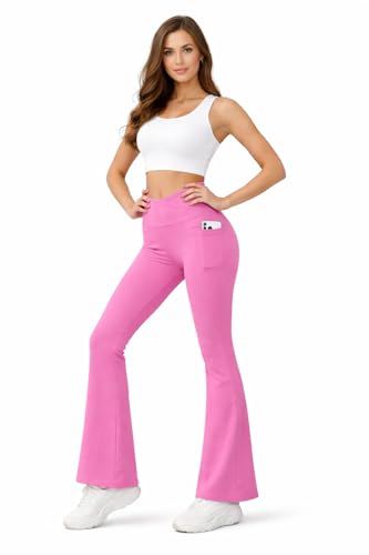 Image of Imperative Women's Crossover High Waist Flared Yoga Pants with Phone Pocket, Comfort-Fit, Track Pants, Gym Tights
