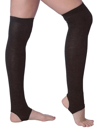 Image of Tipi Toe Women's Stirrup Yoga Socks, Lightweight Knee-High Leg Warmers, Open Heel Non-Slip Design. Ideal for Yoga & Dance