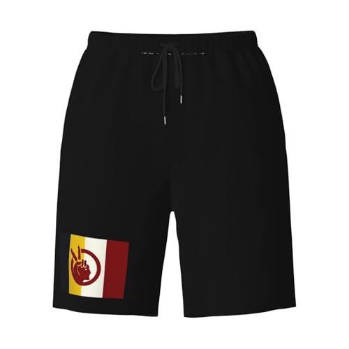 Flag of The American Indian Movement Men's Quick-Dry Board Shorts 7" - Swim Trunks Summer Hawaii Beach3