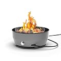 Outland Living Large Outdoor Propane Gas Fire Pit for Outside, 60,000 BTU/h, 24 inch with Lid - Modern Lake Country 800 Fire Bowl Firepit for Patio, Grey