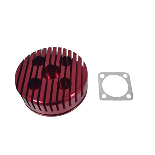COEFEPIY CNC Cylinder Head with Gasket for Racing 66cc 80cc Engine (red)