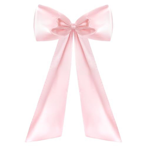 Yymobt Large Satin Big Pink Bows for Coquette Room Decor Big Pink Bow Decor for Backdrop Giant Ribbon Wall Bow for Wedding Birthday Graduation Christmas Bachelorette Party Supplies