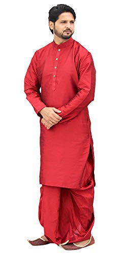 Image of Men's Silk Dhoti Kurta Set Party