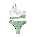 Loalirando Geagodelia Costume da Bagno per Bambina a 2 Pezzi Ragazza Bikini con Monospalla e Top a Vita Bassa per Piscina Estiva (Bianco Verde, 6-7 Anni)