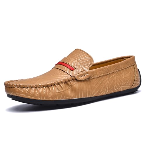 Men's Loafers Slip on Shoes Driving Shoes Casual Penny Loafers for Men,Brown,9.5