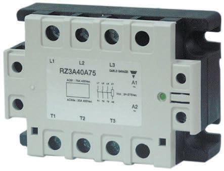 CARLO GAVAZZI RZ3A60A25 3-Pole Panel Mount SSR, Built-in OVERVOLTAGE Protection, Control Voltage (UC): 24-275 VAC / 24-50 VDC, Operating Voltage (UE): 42 660 VAC (1600 VP), Rated Current (IE): 2