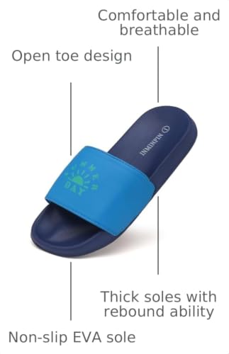 Image of INMINPIN Kids Boys Girls Slides Sandals Beach Pool Shower Shoes | lightweight, easy to clean paired with shorts,T-shirts,jeans,a short skirt for swimming pool,beach,bathroom