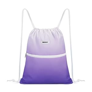 WANDF Drawstring Backpack String Bag Sackpack Cinch Water Resistant Nylon for Sport Yoga Gym Shopping (Purple Gradient)