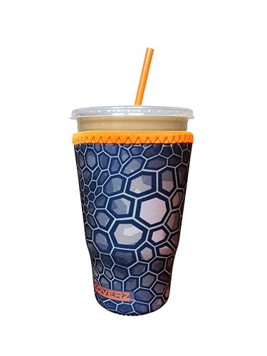 Image of Iced Coffee Sleeve, Insulated Neoprene Cup Sleeve, Fits a 32 Oz. Coffee Cup, Washable and Reusable, Iced Coffee Accessories, Large Camo Green