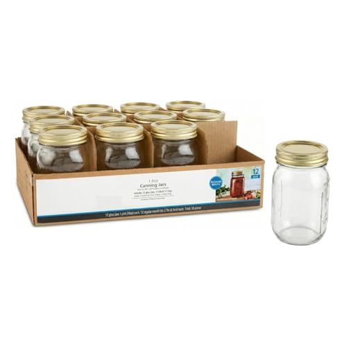 GEDCSXU Regular Mouth 16 oz Mason Jars 12pk Pint Canning Jars and Lids Bulk Glass Jars for Preserves Salsas Iced Coffee Drinking Glasses Candle Making