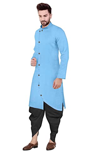 Image of Trustous Mens Cross Kurta Dhoti Set In Cotton