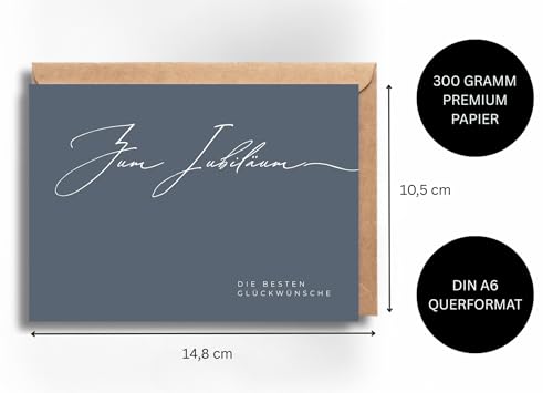 WBdesignz Grußkarte zum Jubiläum mit Umschlag - elegante Glückwunschkarte zum Firmenjubiläum, Arbeitsjubiläum oder besonderen Meilensteinen - für Geschäftspartner, Freunde, Familie & Kollegen (DIN A6)