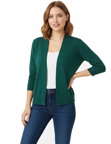 Image of Allsense Women's 3 /4 Sleeve Cropped Shrug Cardigan | Classic Bolero, Open-Front, Lightweight Soft Fine Knit Cover Up
