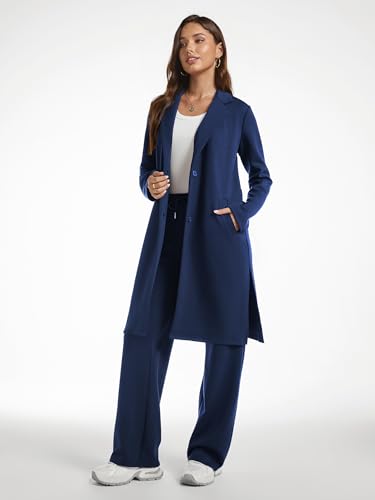 Women's 2 Piece Sets Dressy Casual Coatigan Pea Coat Wide Leg Pants Suit Winter Lounge Outfits3