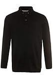 Reine Baumwolle JP 1880 Herren große Größen bis 7XL, Pullover mit Stehkragen, Troyer, Knopfleiste, Rippbündchen, Kragen mit Kontrastfarbe, schwarz XXL 708262 10-XXL