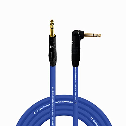 COLUBER CABLE 1/4 in TRS Male to Right Angle TRS 30 ft Blue Microphone Cable