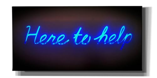 Epic Graffiti 'Here to Help in Neon Blue' by Epic Portfolio, Canvas Wall Art, 60
