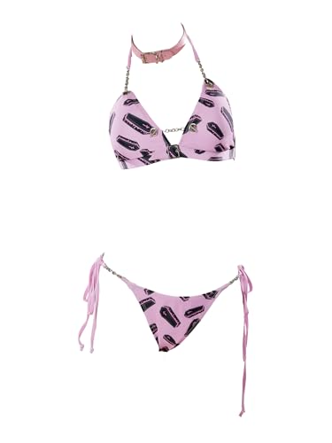 MEOWCOS Goth Bikini Pink Coffin - Printed Swimsuit Gothic Bathing Suit