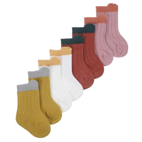 KOMBIUDA 4 Pairs Boys and Girls Socks Girls Boys Toddler Cotton Socks Newborn for Toddlers