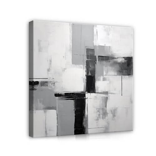 WallArena - Leinwand Bilder - Abstrakt grau Kunst - 40x40 cm Leinwandbilder - Bild auf leinwand - Wandbild XXL groß Wandbilder für Wohnzimmer Schlafzimmer Wohnzimmerbilder Modern