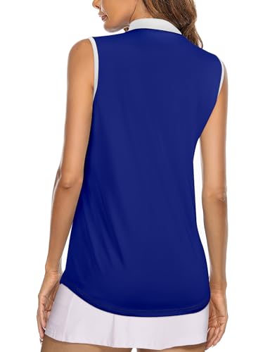 Image of Koscacy Women's Sleeveless Golf Tennis Polo Shirts Zip Up Dry Fit Workout Tank Tops Athletic Shirt