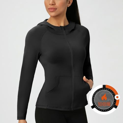Chaqueta de yoga para mujer ajustada con capucha para evitar el frío 8