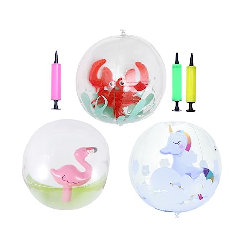 HOMOBABE 3 peças bolas de praia insufláveis de brinquedos aquáticos transparentes de PVC pacote para o verão diversão para piscinas e praias