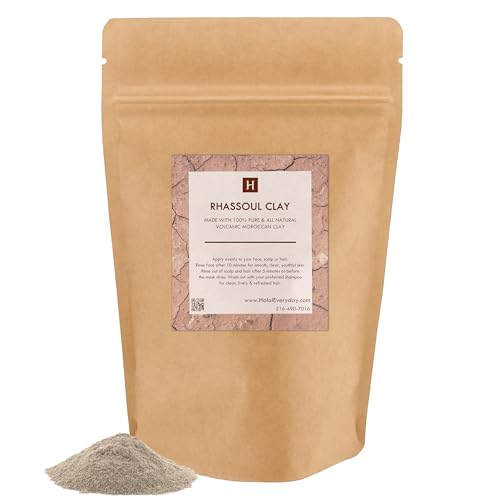 HalalEveryDay Rhassoul Clay 1 lb Moroccan Ghassoul Clay Powder for DIY Face Masks Hair Masks Soap Making Bath Projects and Personal Care Formulations