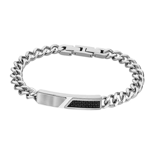 LOTUS STYLE Pulsera Hombre Acero Inoxidable 316L Brazalete de Diseño Sofisticado, Confortable y Resistente al Agua - Pulseras Hombre - Plateada 210.00 mm LS2058-2/1 - Ideal para Regalo