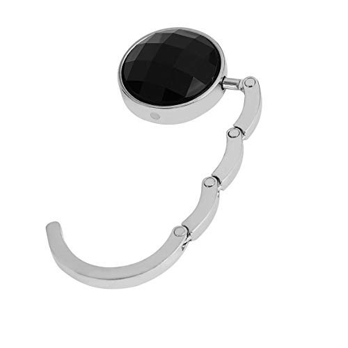 Preisvergleich Produktbild Portable Crystal Alloy Handtaschenhalter Handtaschenhaken Faltbare Hangbag Hook Desk Hanger Mehrere Tasche Zubehör - Schwarz