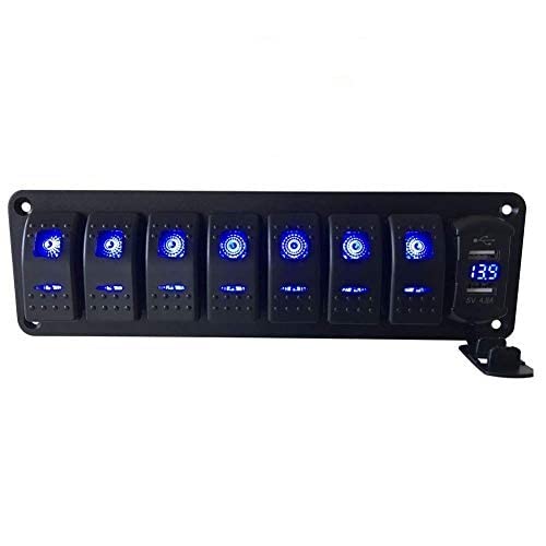 Promo 40% OFF Switchtec 2 3 5 7 Gang Rocker Switch Aluminum Panel with 4.8 Amps Dual USB Fast Charger with Voltmeter, Blue Backlit Led, Pre-Wired for Marine, Boat, Car, Truck (4.8A USB & 7 Switches Blue) Top Rated Switchtec 2 3 5 7 Gang Rocker Switch Aluminum Panel with 4.8 Amps Dual USB Fast Charger with Voltmeter, Blue Backlit Led, Pre-Wired for Marine, Boat, Car, Truck (4.8A USB & 7 Switches Blue)