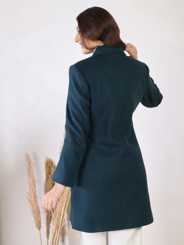 Image of CHKOKKO Women Classic Long Winter Coat Double Breasted | Knee Length Design with a Sophisticated Spread Collar and Convenient Front Pockets for All Occasions