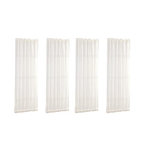 MERIGLARE 4x Blanc 64x183cm Rideaux de Porte Française Porte Patio/Panneau Simple En Verre de Rideau