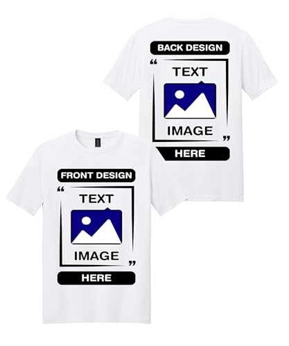 Gildan Custom Softstyle T-Shirt - Personalized US-Cotton Men Tee Shirts - Add Front & Back Design with Your Image Text Photo