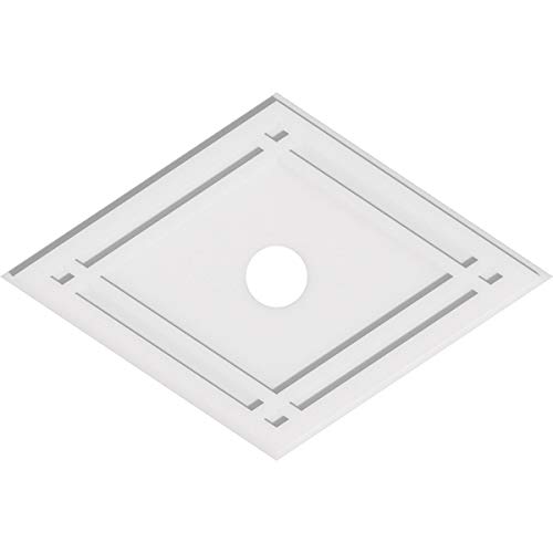 Image of Ekena Millwork CMP36X24DD-04000 Diamond Architectural Grade PVC Contemporary Urethane Ceiling Medallions 36 inchW x 24 inchH x 4 inchID x 12 3 /4 inchC x 1 inchP