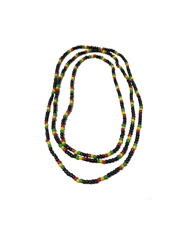 Generic Necklace UPOV made of Rasta beads, black, red, yellow and green in Reggae style, set of 3 pieces of different sizes.