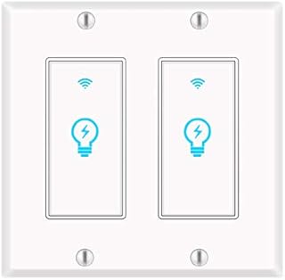 Smart Light Switch, Alexa Smart Double Switch, Smart Light Switch 2 Gang with Timing Schedule and Remote Control, Neutral Wire Needed, Compatible with Alexa and Google Home, Single Pole (2Pack)