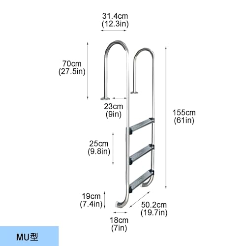 Escalera para Piscina con Pasamanos de Acero Inoxidable miniatura 2