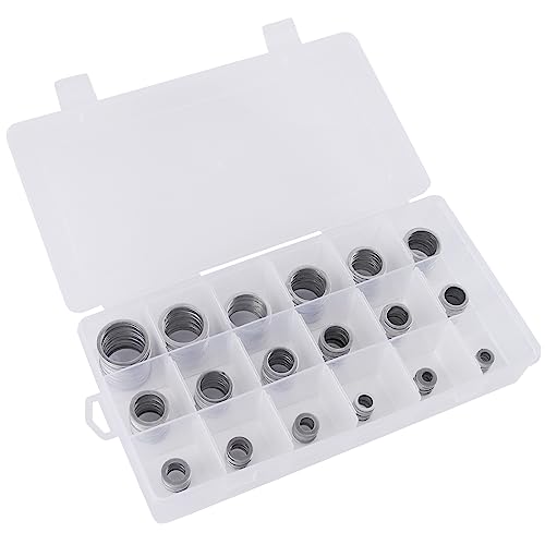 Image of 270pc Oil Drain Plug Crush Washer Assortment Kit 6-24mm Aluminum Universal | Gasket seal set 8mm 10mm 12mm 14mm 16mm 18mm 20mm 22mm sizes car truck motorcycle shop service box by AUTOMAJOR