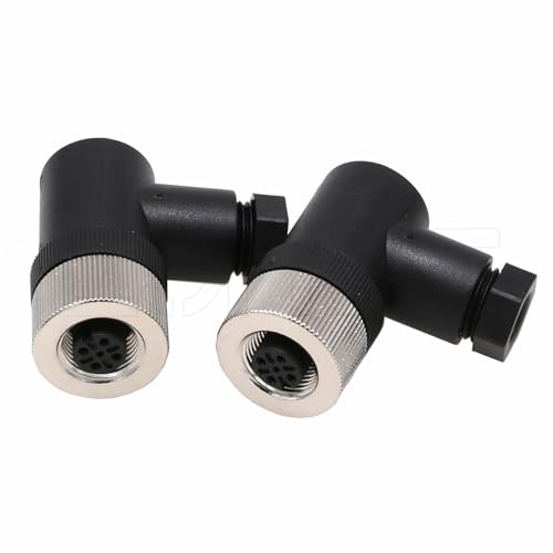 Eonvic 2 x M12 5-polige Buchse A Code kreisförmiger Luftfahrtstecker Industriesensor Stecker wasserdicht rechtwinklig 12 mm Stecker Kabeladapter für NMEA 2000 Feld installierbare Garmin-Netzwerke