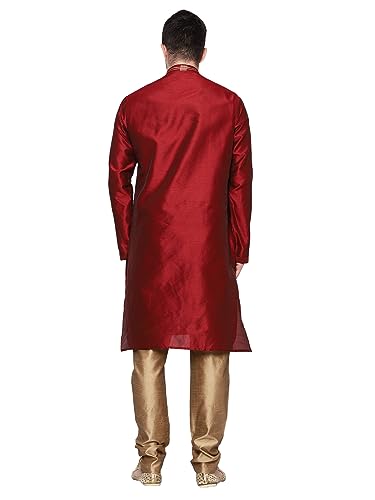 Image of ITOS365 Men's Tunic Art Silk Kurta Pajama and Scarf Suit Set Indian Clothing Wedding Party Dress Gifts Items