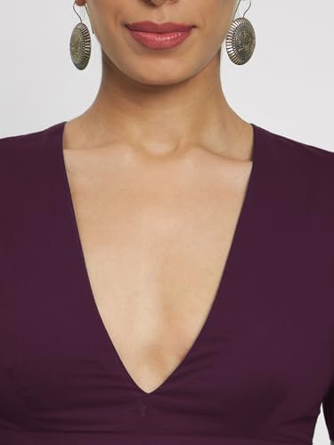 Image of Thevasa Women's Everyday Divine Depth V Neck Half Sleeves Blouse