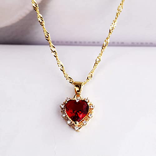 MISS RIGHT Crystal Love Heart Necklace for Women 14K Gold Plated with Birthstone Charm Pendant Necklace, Jewelry Gifts for Women, 16"+2"4