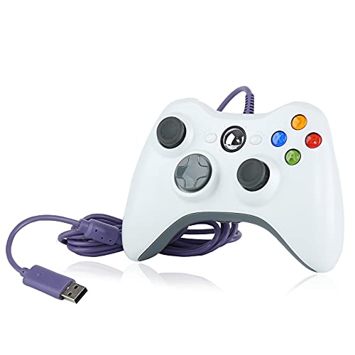 Gurksky Wired Controller Appropriate with Microsoft Xbox 360 & Slim and PC Home windows 10/8/7, with Upgraded Joystick, Double Shock (White)