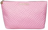 Juicy Couture Pink Makeup Bag Cosmetics Organizer Travel Essentials Zip Top Wedge Quilted Herringbone