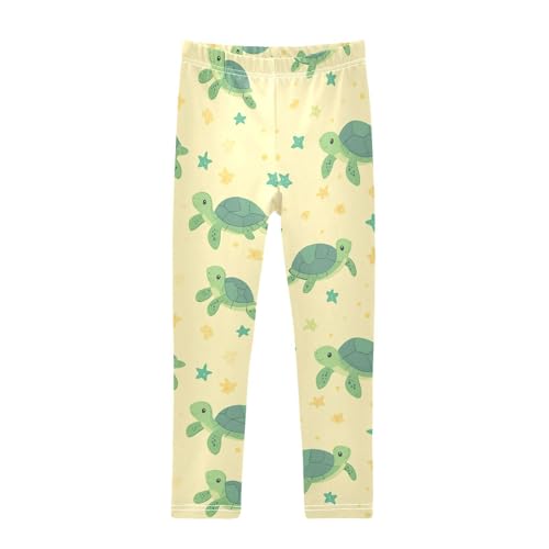 Turtle Cartoon Girls' Leggings Toddler Doodles Cute Kids Yoga Pants Dance Active Tights 4T