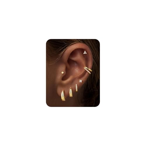 Turandoss 7 Pairs Gold Earrings for Women Hypoallergenic - image 1