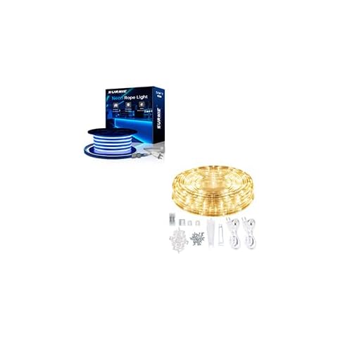 SURNIE 50FT Blue LED Neon Rope Lights & 50FT Warm White LED Rope Lights Cover