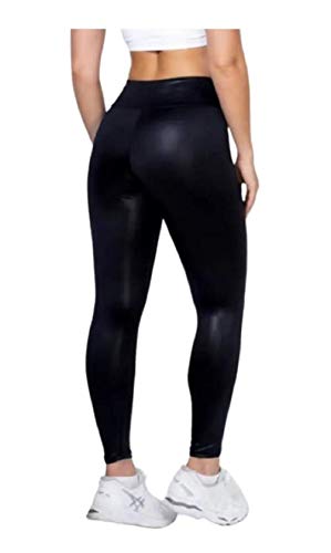 Legging Leg Cirre Fitness Liso Tipo Couro Cintura Alta Feminino Conforto Brilho (GG)